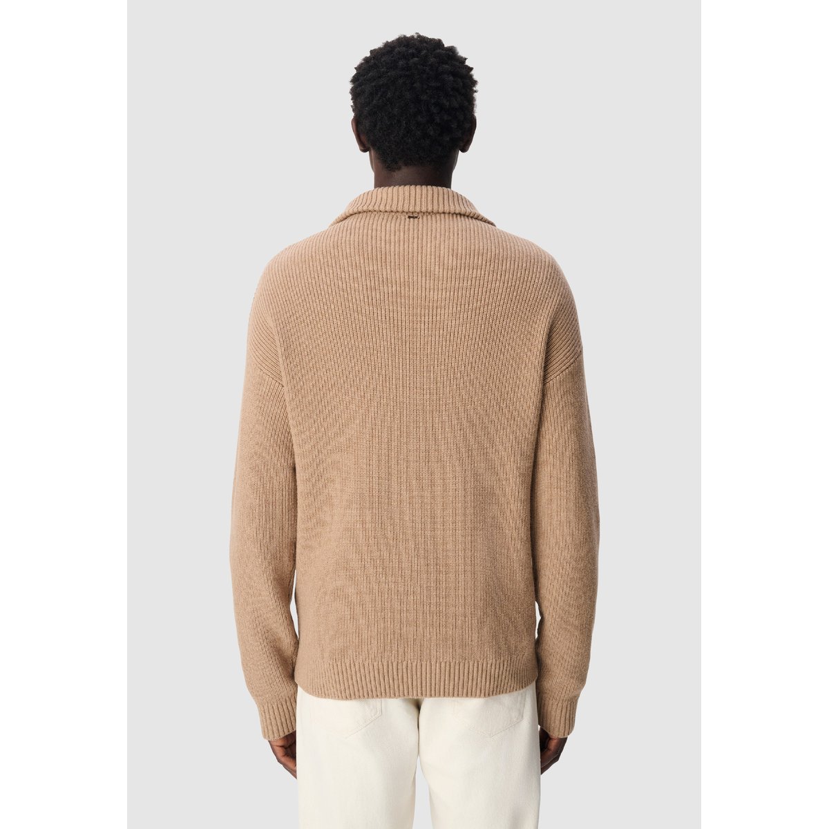 Pull col camionneur tricot côtelé marron, IKKS