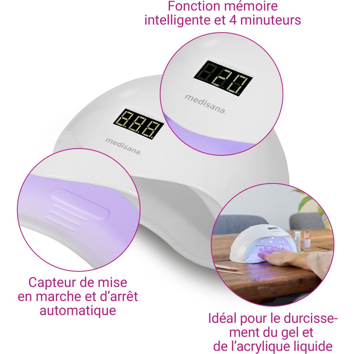 Sèche ongles vernis LED UV ND 880 - 8547 couleur unique, MEDISANA