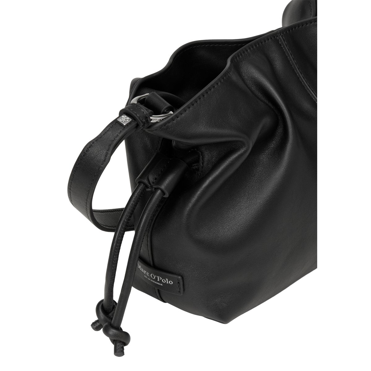 Sac à bandoulière modèle Simona small en cuir de vache souple noir, MARC O'POLO