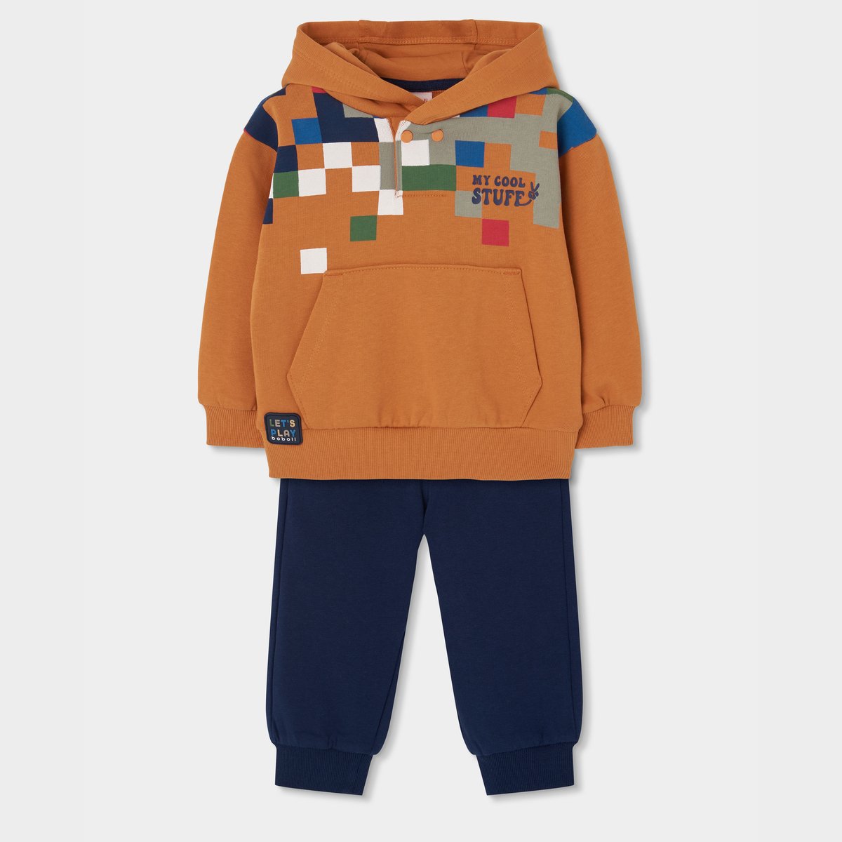 Ensemble molleton garçon imprimé pixels marron, BOBOLI