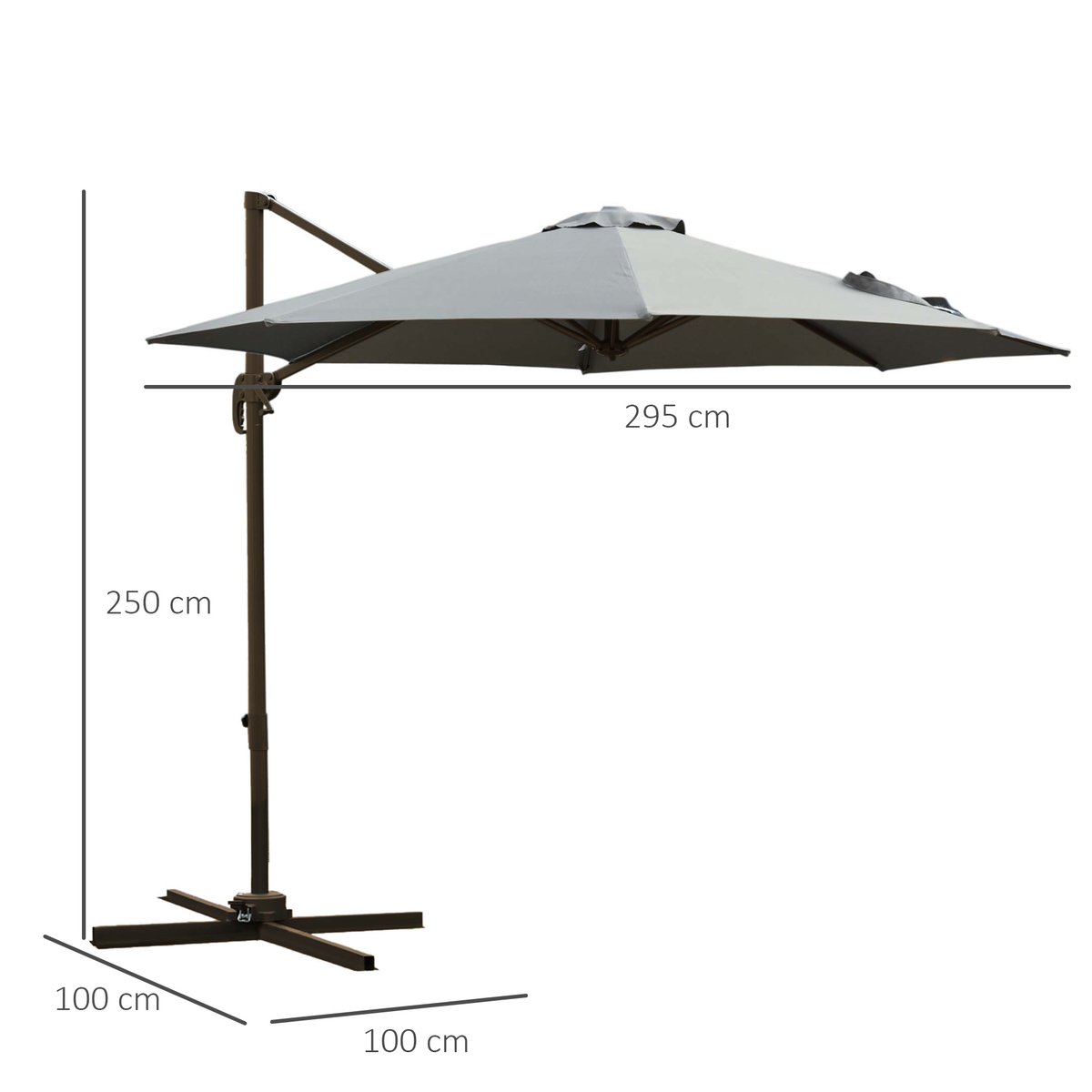 Parasol de terrasse à pied déporté Polyester gris, OUTSUNNY