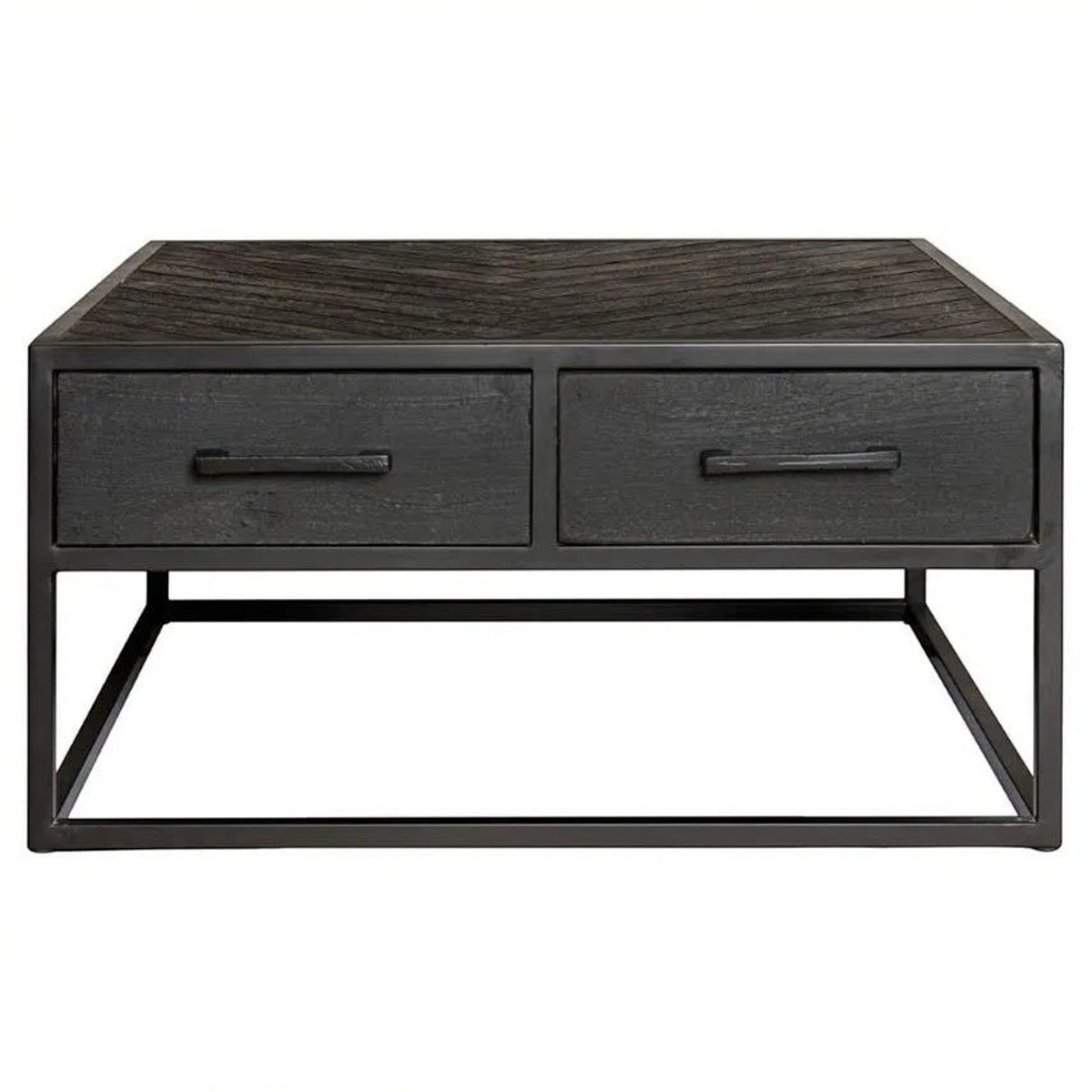 Table basse carrée noire en bois avec rangement ALVERA noir, PIER IMPORT