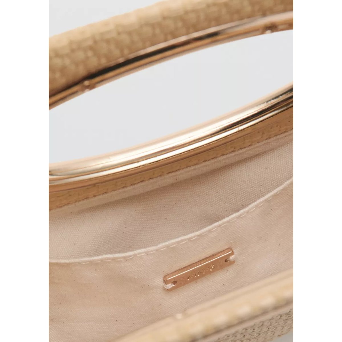 Sac porté main tressé beige, MANGO