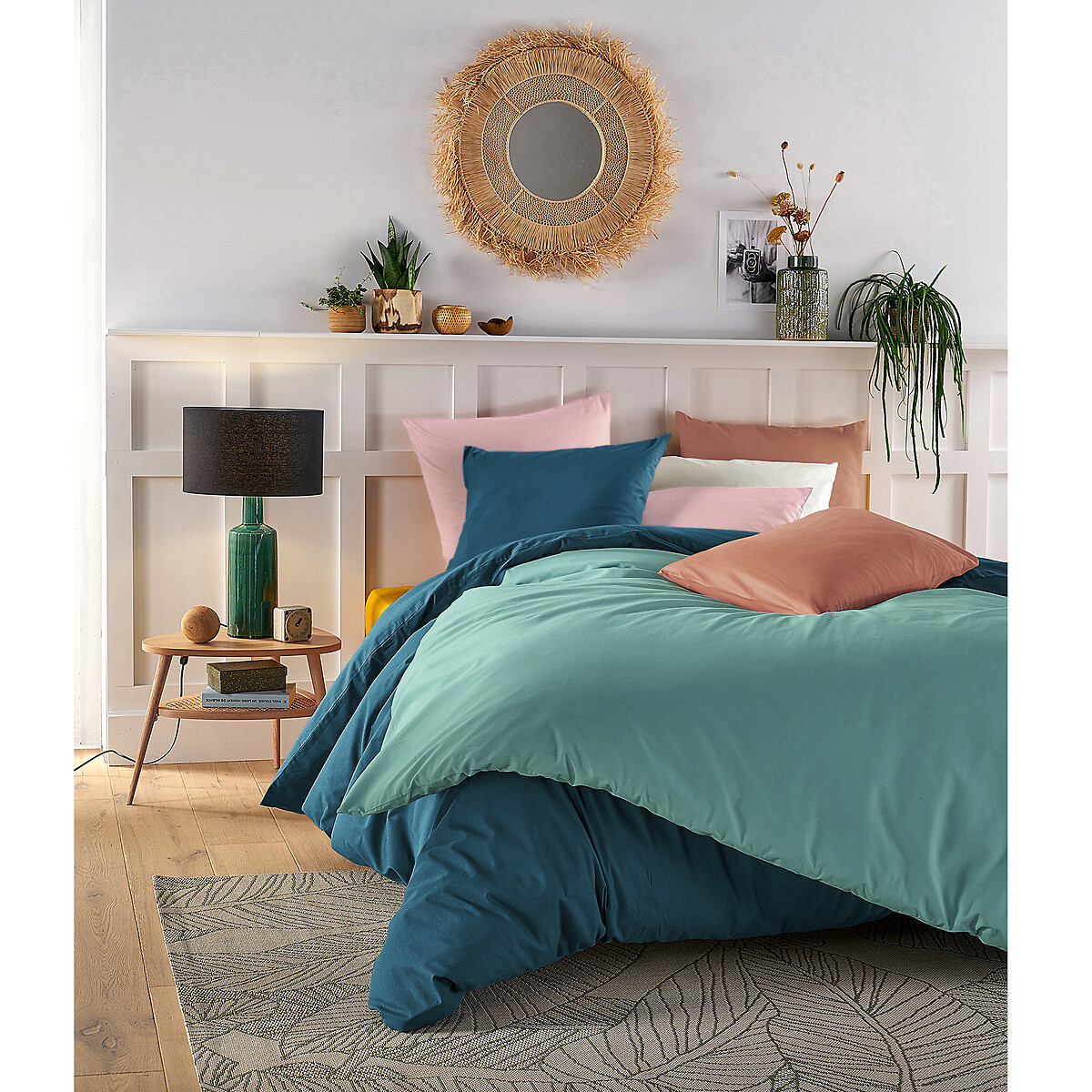 Drap housse uni coton, bonnet 32cm, Scenario bleu de provence, LA REDOUTE INTERIEURS