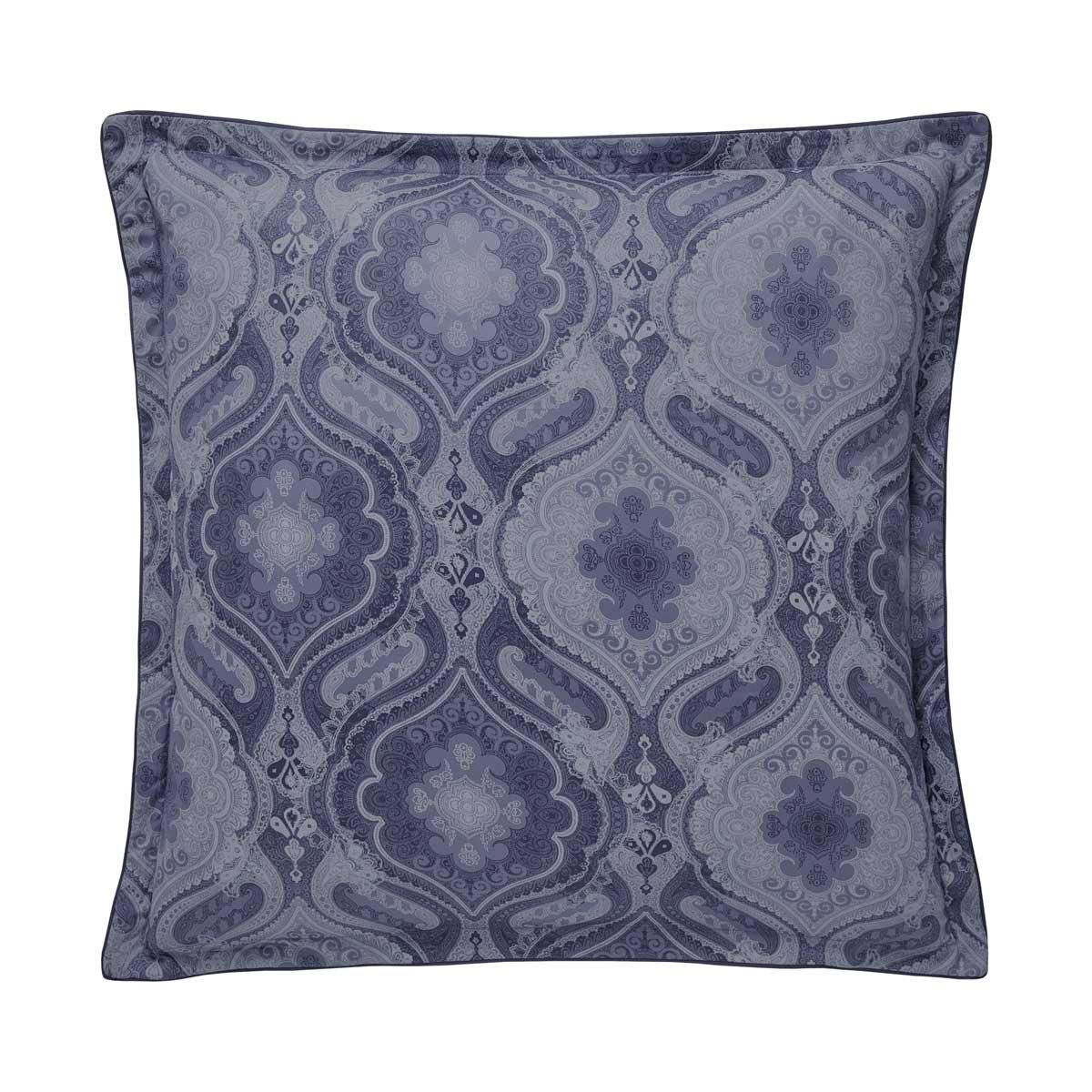 Taie d'oreiller imprimée en satin de coton bio, SHALIMAR bleu marine, ALEXANDRE TURPAULT