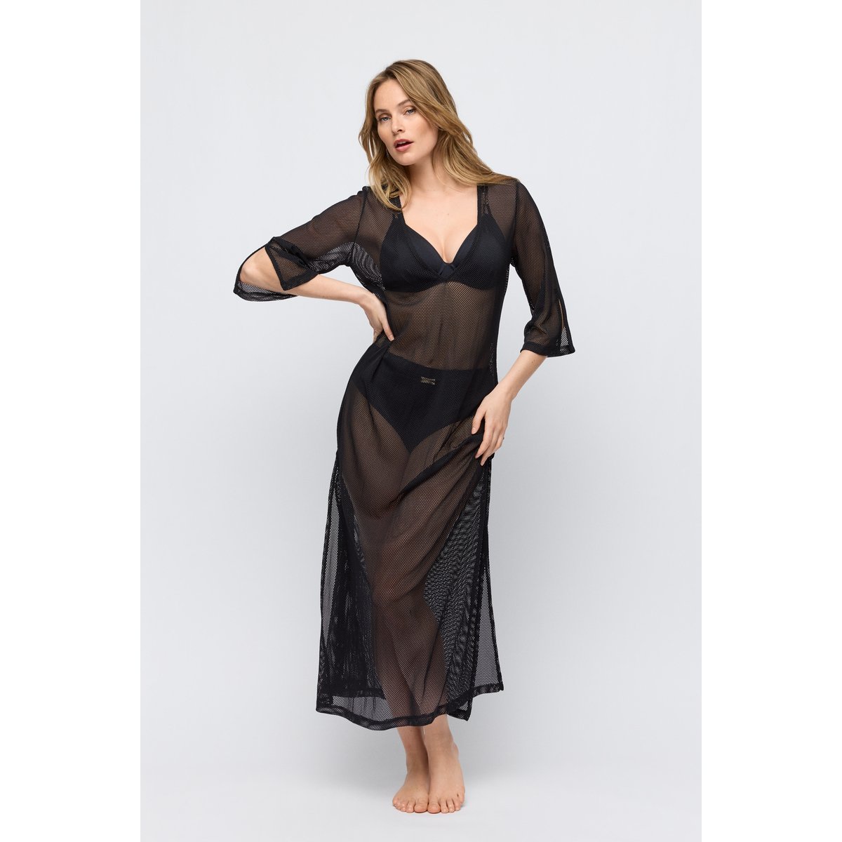 swimwear caftan HELLO SUNSET noir, MARIE JO