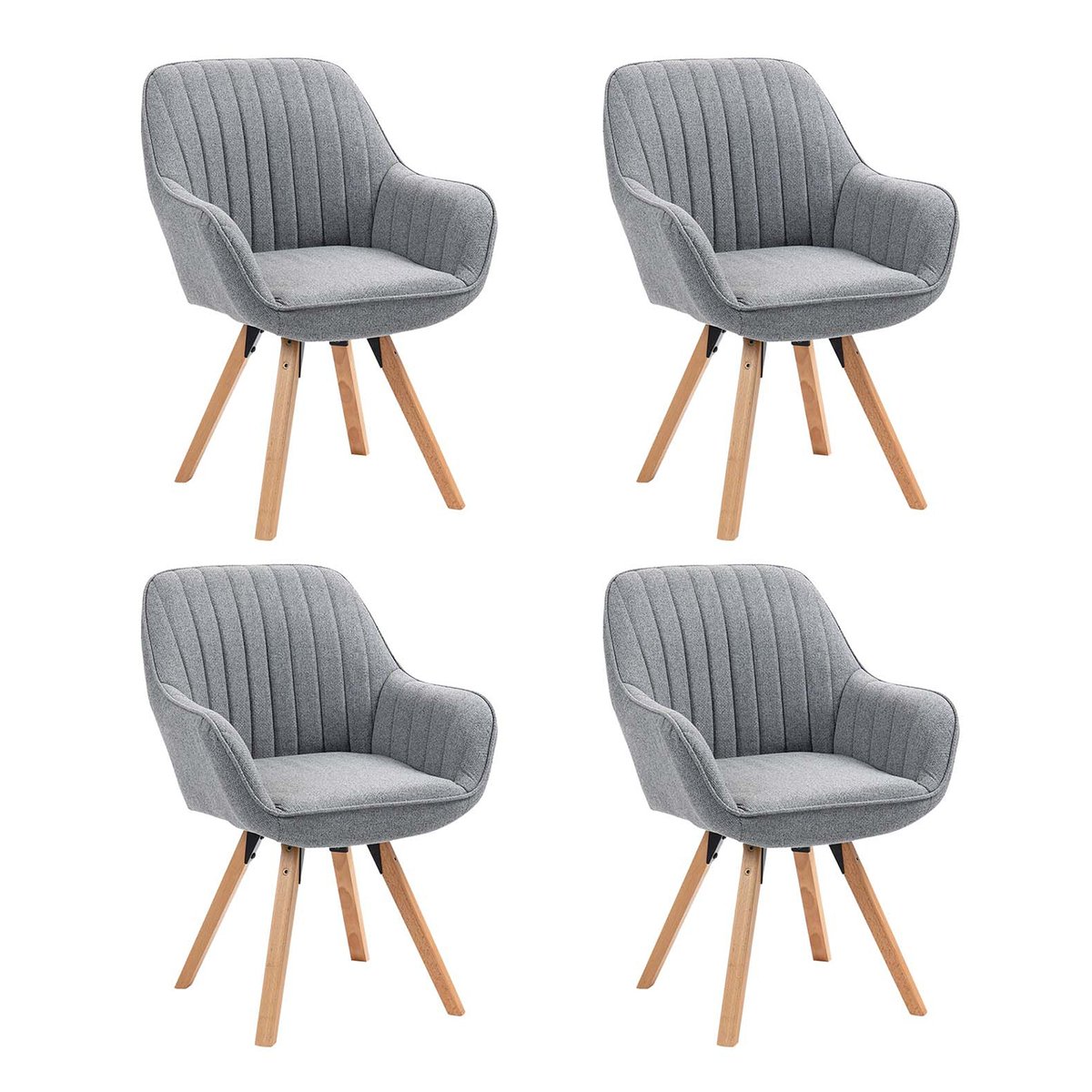 Lot de 4 fauteuil de salle à manger rotatif scandinave, CARSON gris, MEUBLES COSY