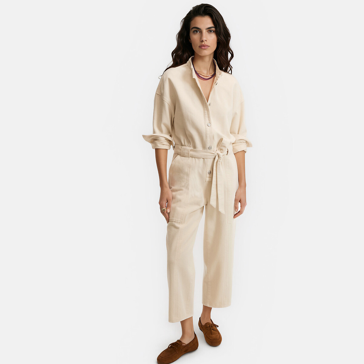 Combinaison longue en denim ivoire, LA REDOUTE COLLECTIONS