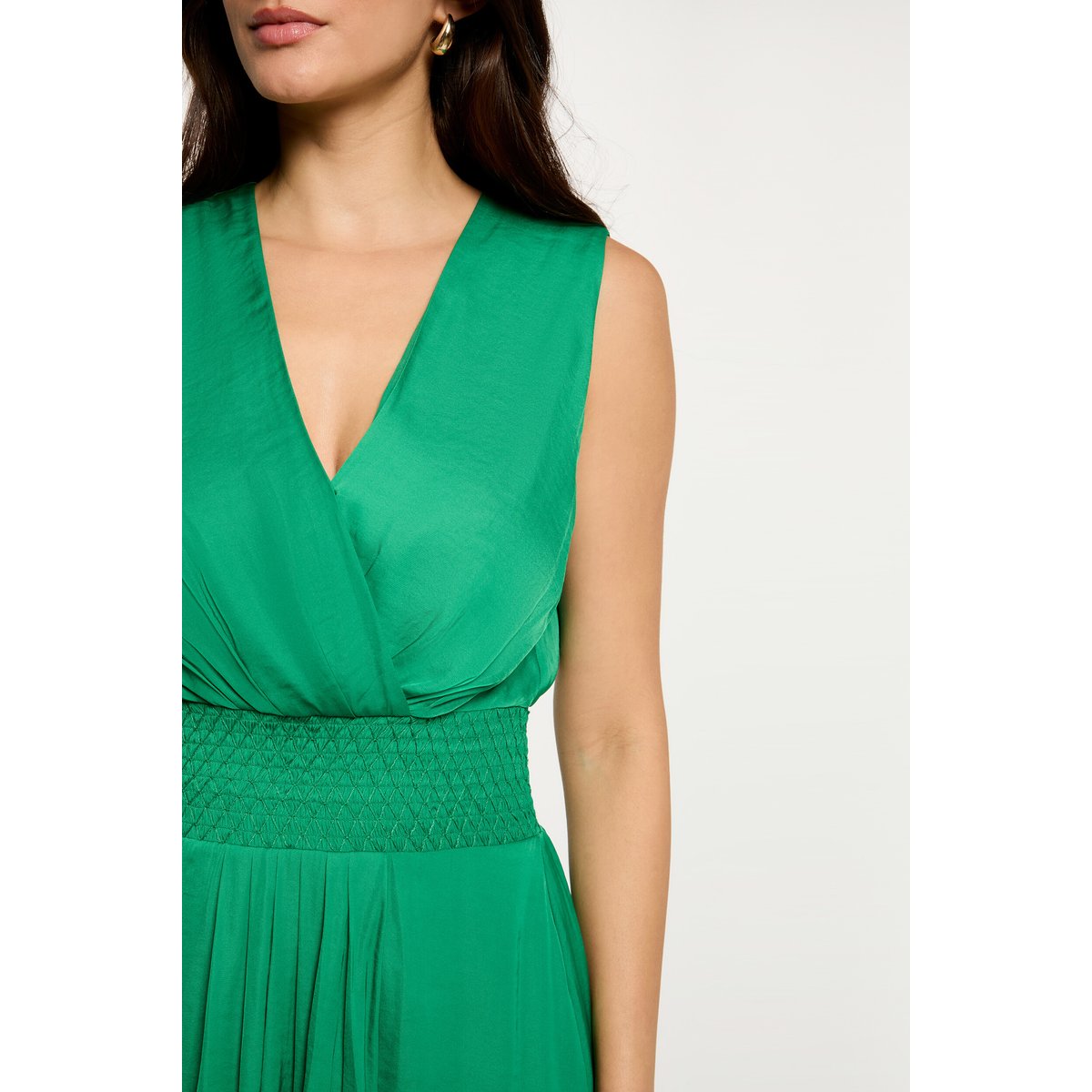 Robe courte droite fluide vert prairie, MORGAN