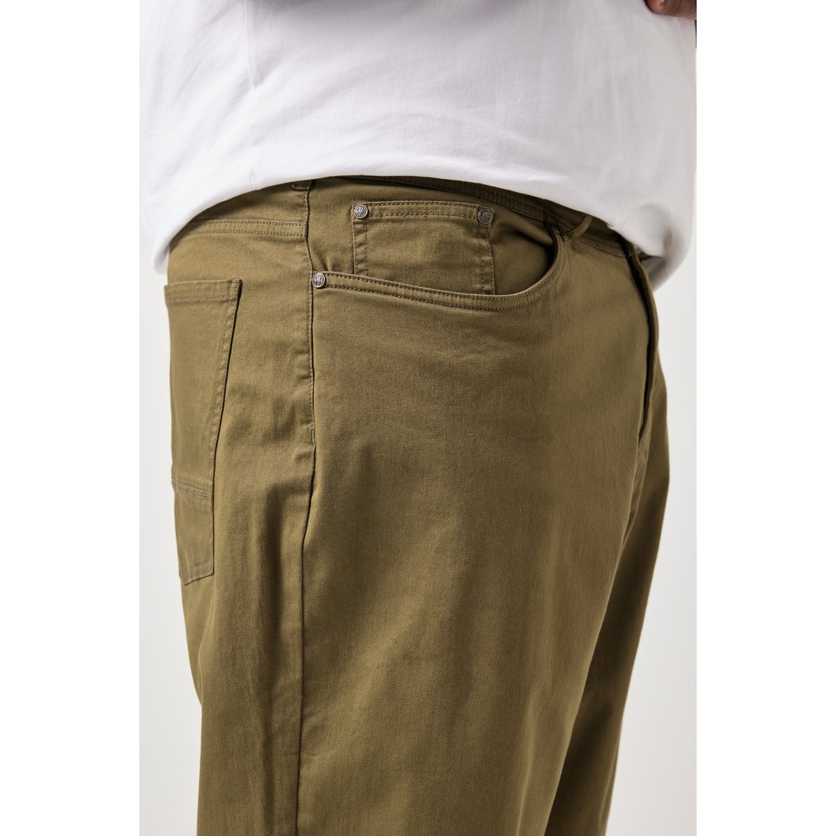 Pantalon en sergé, 5 poches vert sapin, STHUGE
