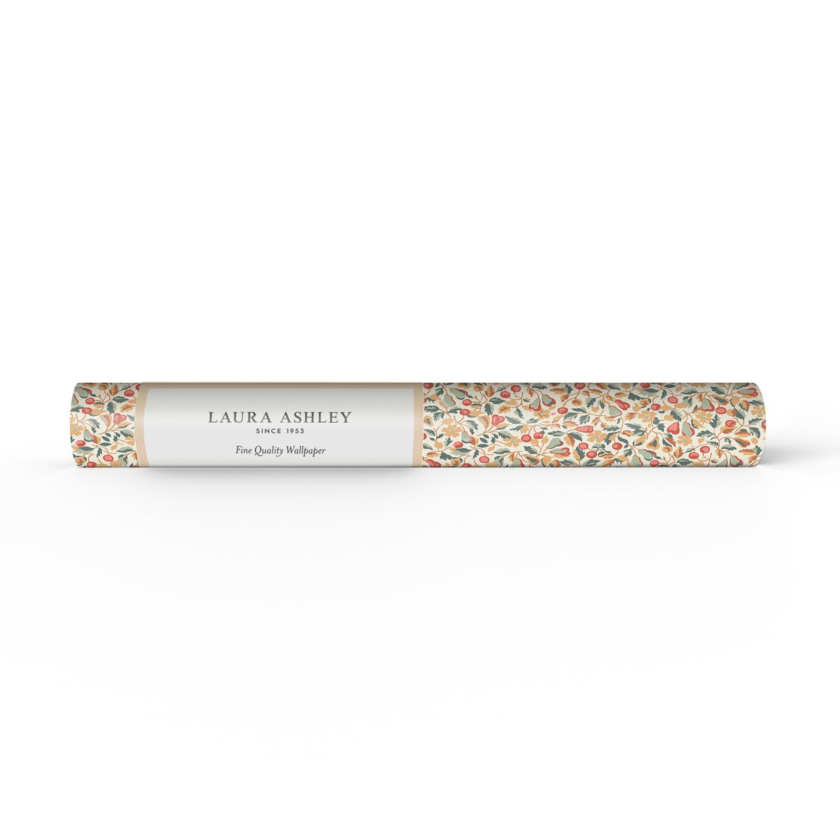 Papier peint liberty fleuri Devrins Grove ocre, vermillon, vert sauge, LAURA ASHLEY