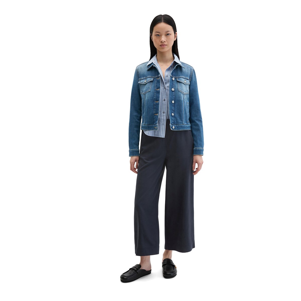 Veste en jean regular en denim Cashmere Touch bleu foncé, MARC O'POLO