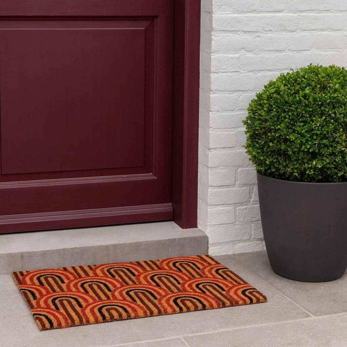 Paillasson coco motifs arches 40x60cm rouge, ORNAMI