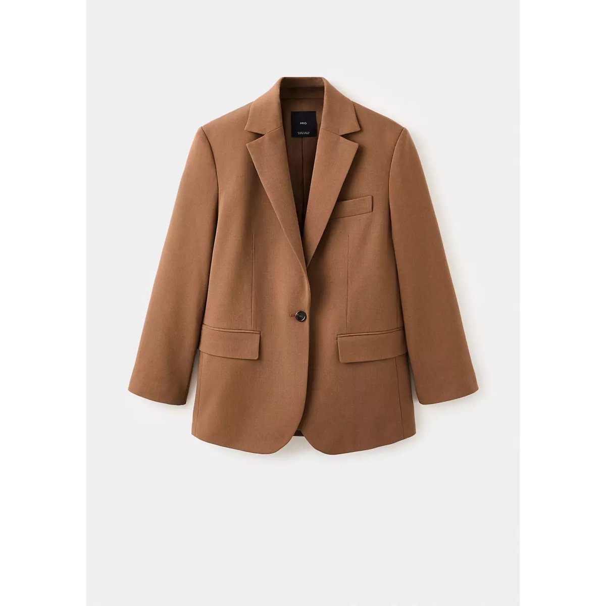 Blazer de costume droit avec poches à rabat caramel, MANGO