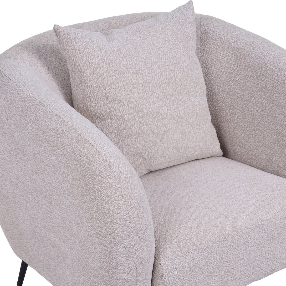 Fauteuil lounge en chenille collection INGLEDE beige clair et noir, RECOLLECTION