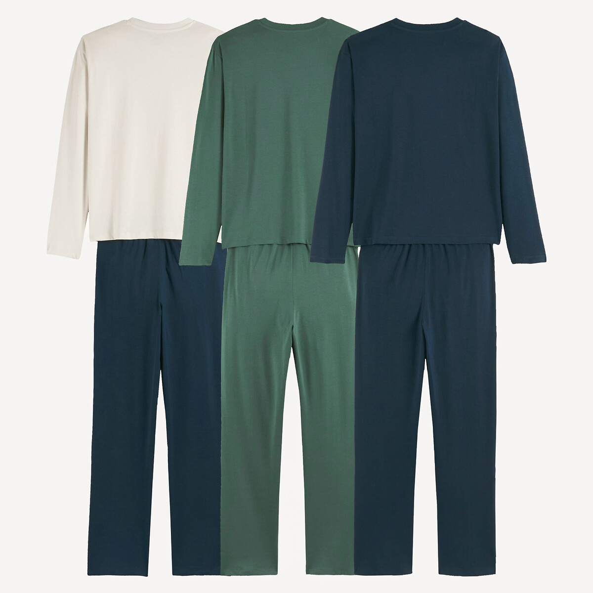 Lot de 3 pyjamas, esprit campus, en coton assortis, LA REDOUTE COLLECTIONS