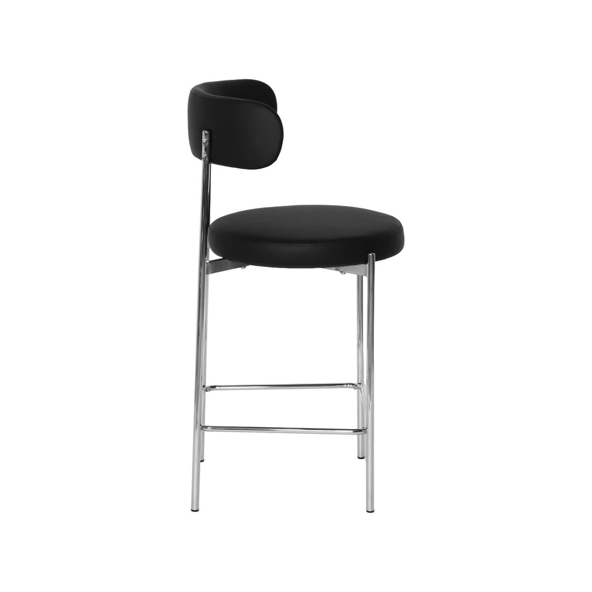 Tabouret de bar vintage acier chromé et simili cuir 67cm (lot de 2) LOLA noir, SWEEEK
