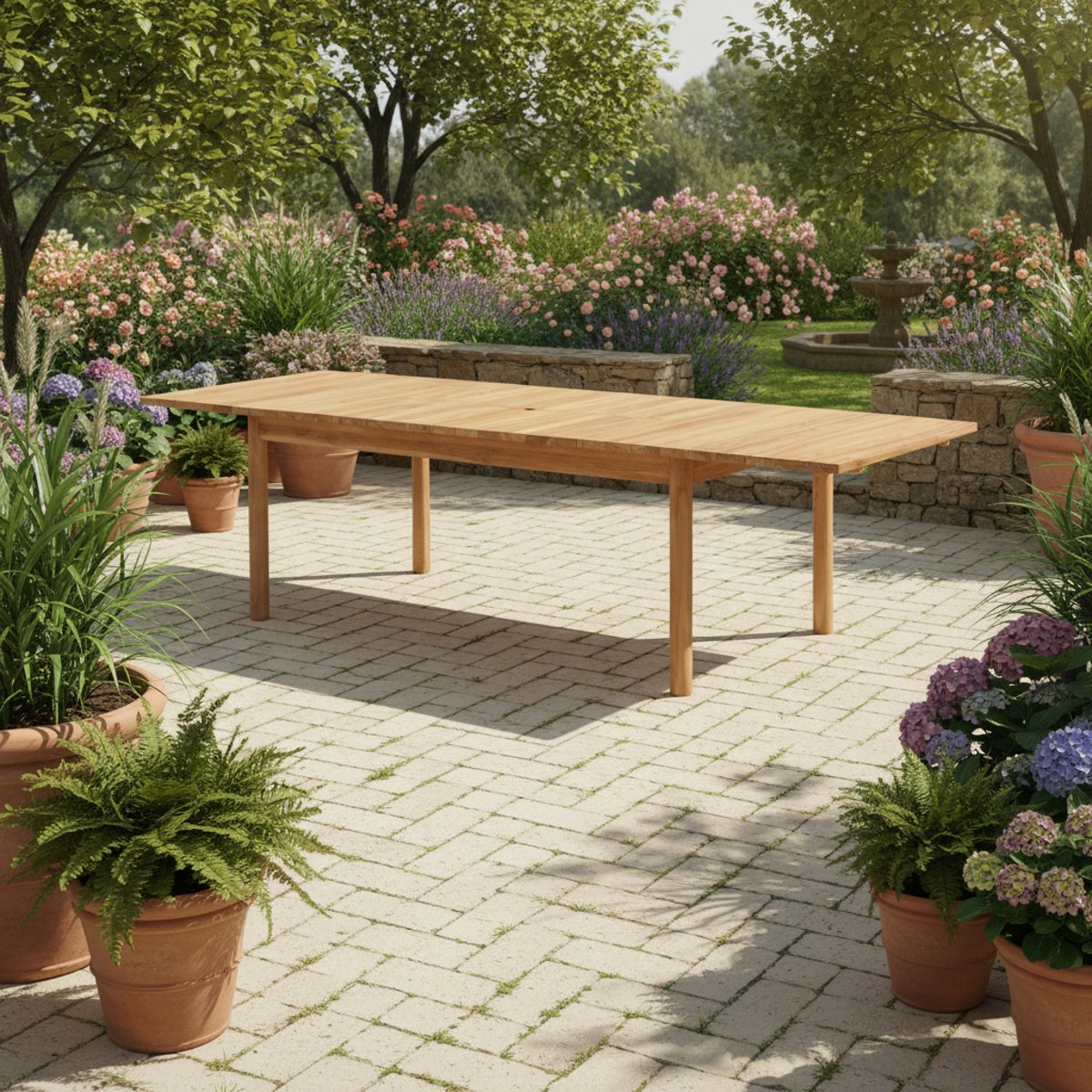 Table de jardin extensible rectangulaire en Teck Massif 190/290 cm Auckland XL naturel, TECK ATTITUDE