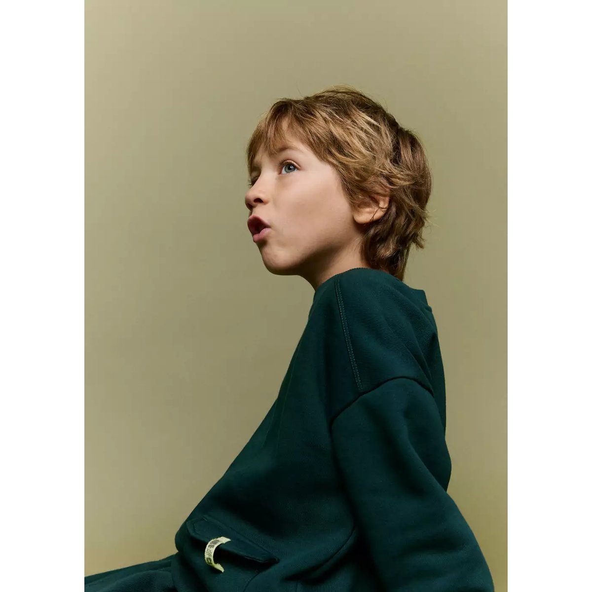 Sweat-shirt coton à poche vert foncé, MANGO BABY