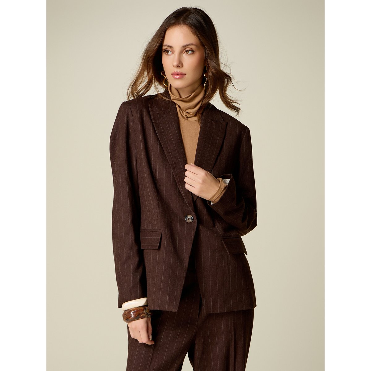 Blazer à rayures marron, OLTRE