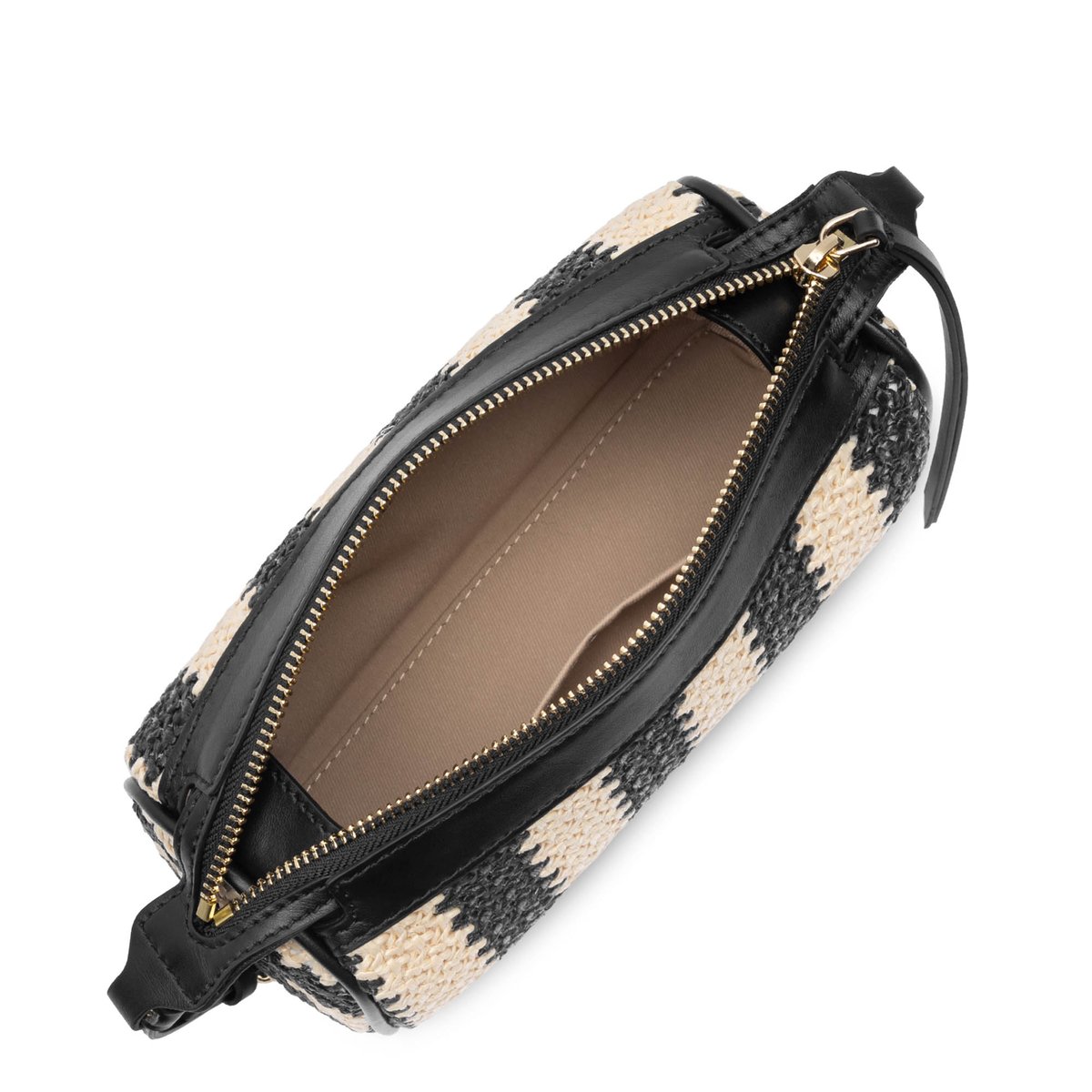 Petit sac rectangle MINI OSIER noir rayures, LANCASTER
