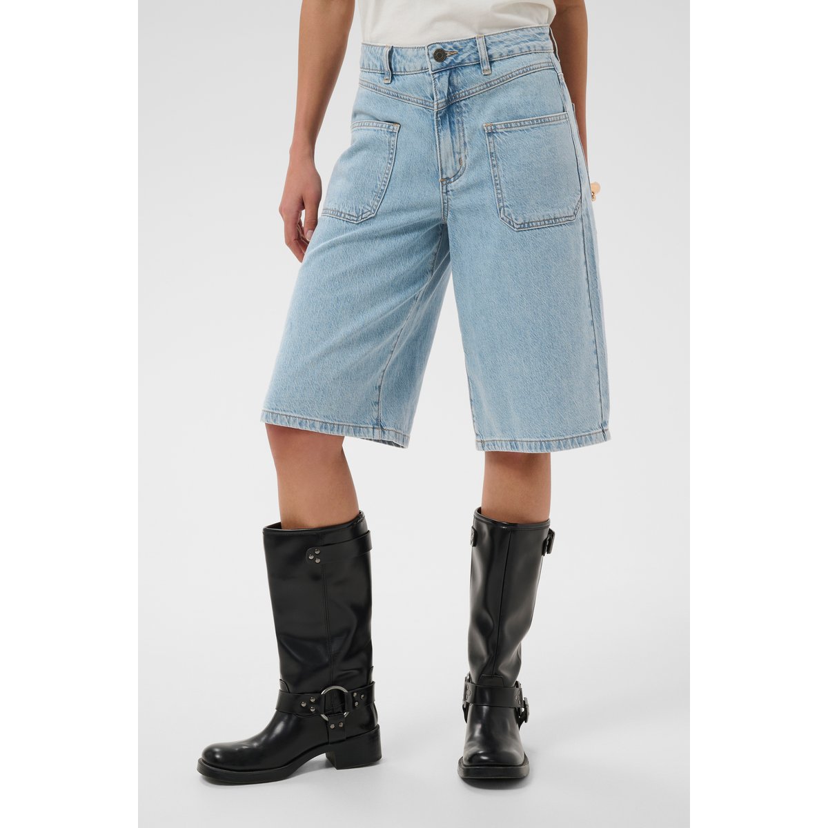 Shorts en jean bleu denim floral light blue washed denim, KAFFE