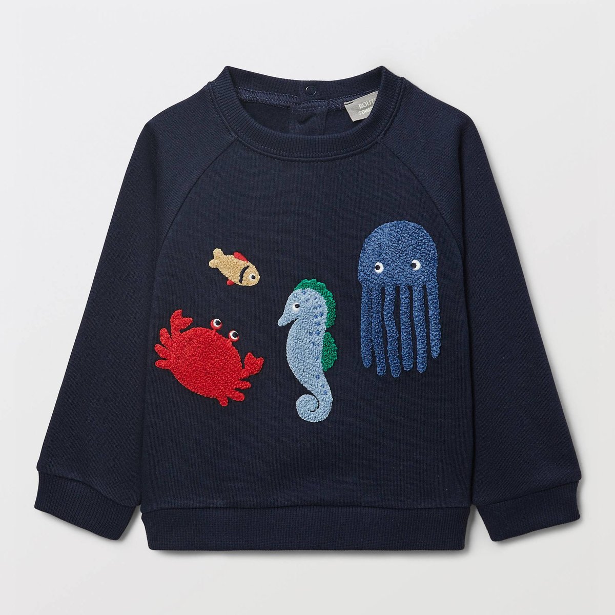 Sweat imprimé en coton BIO GOTS marine, BOUT'CHOU