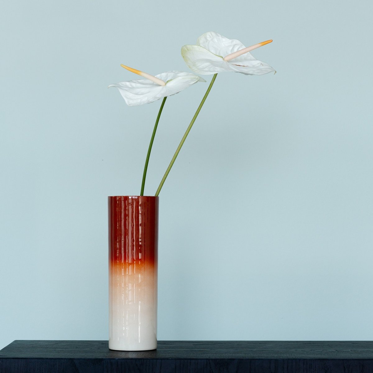 Vase cylindrique dégradé en acier, RICI rouge, KARE DESIGN