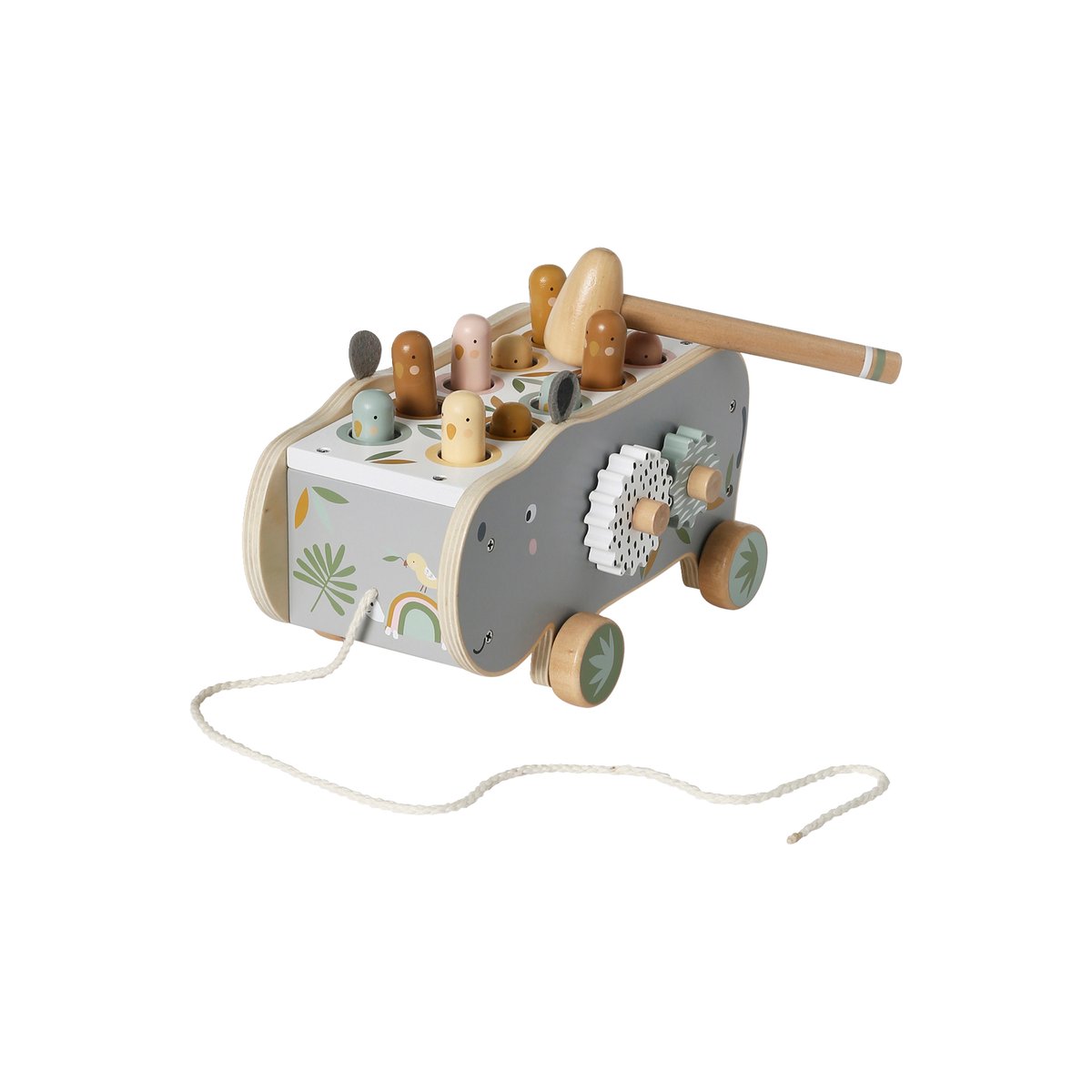 Hippopotame à tirer en bois FSC® gris, VERTBAUDET