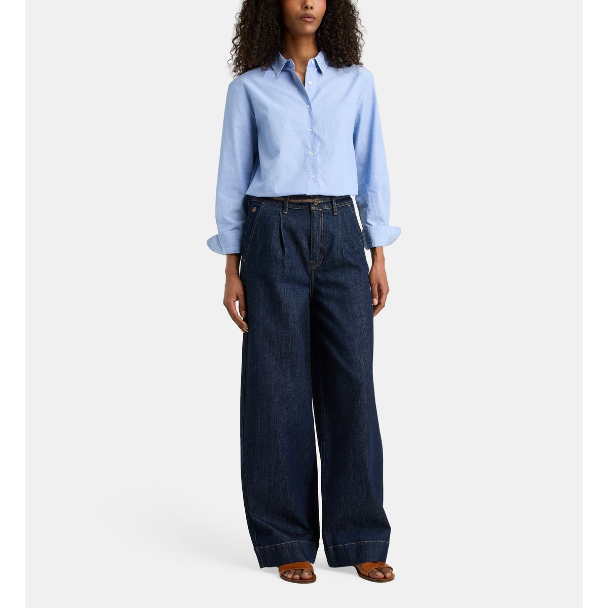 Chemise droite padras fil à fil de coton bleu clair, JODHPUR