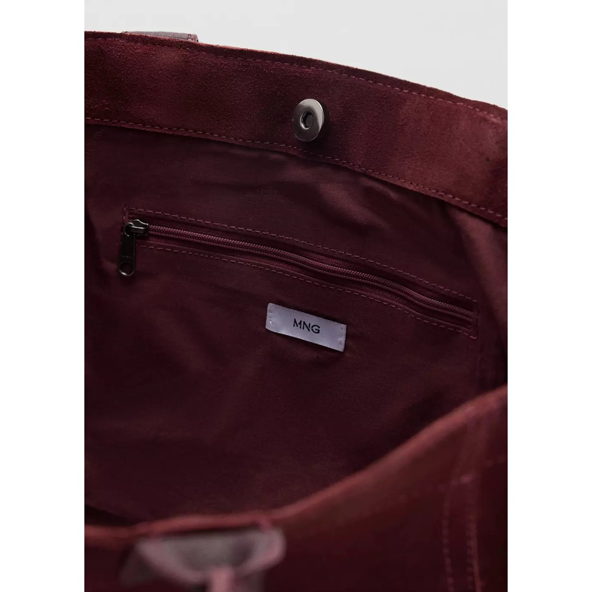 Sac cabas en cuir suédé bordeaux, MANGO TEEN