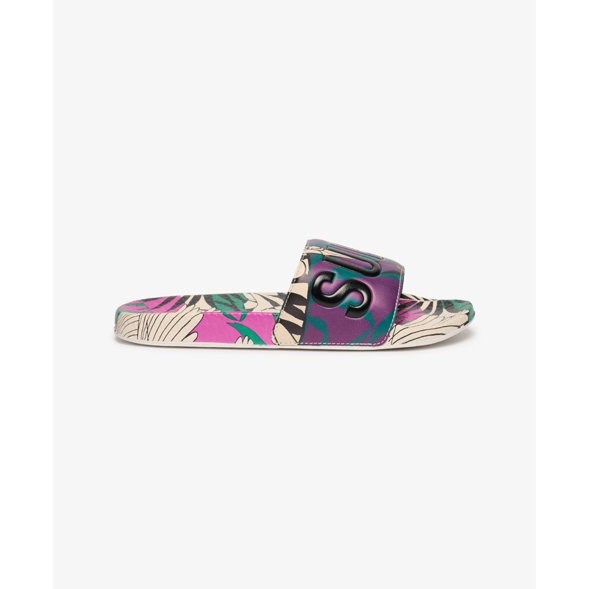 Claquettes de Piscine à Imprimé Intégral crème oiseaux optiques, SUPERDRY