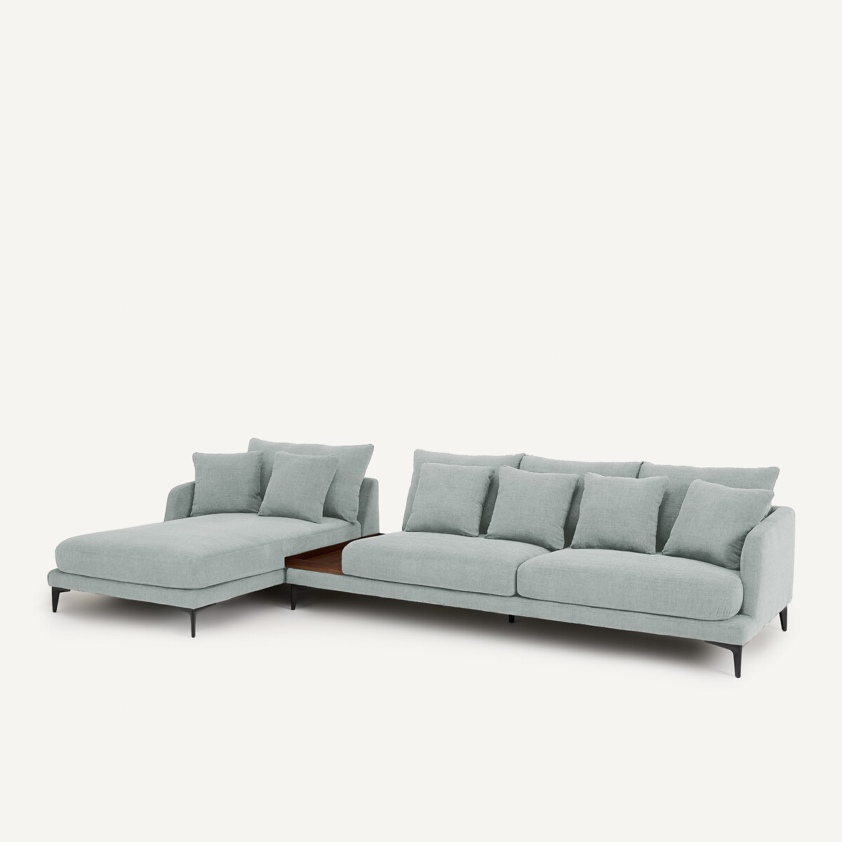Demi-canapé avec plateau, en polyester natté, MODERNISTE aquamarine, EMMANUEL GALLINA X AM.PM