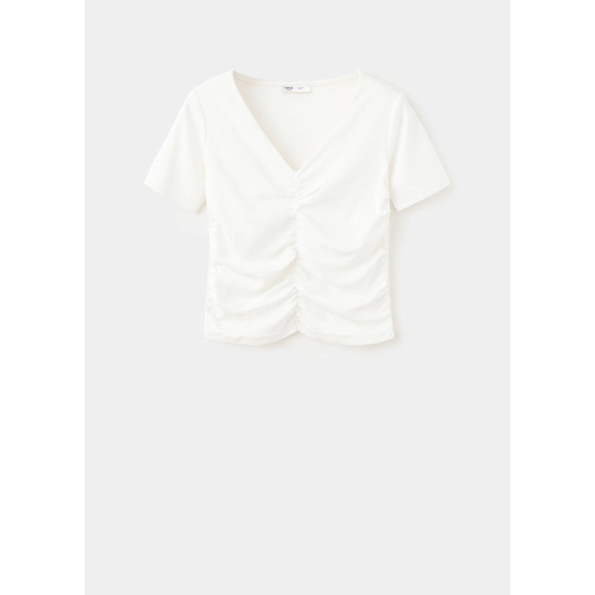 T-shirt coton drapé blanc cassé, MANGO TEEN