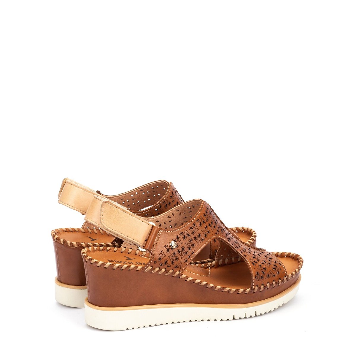 Sandales compensées en cuir Aguadulce cognac, PIKOLINOS