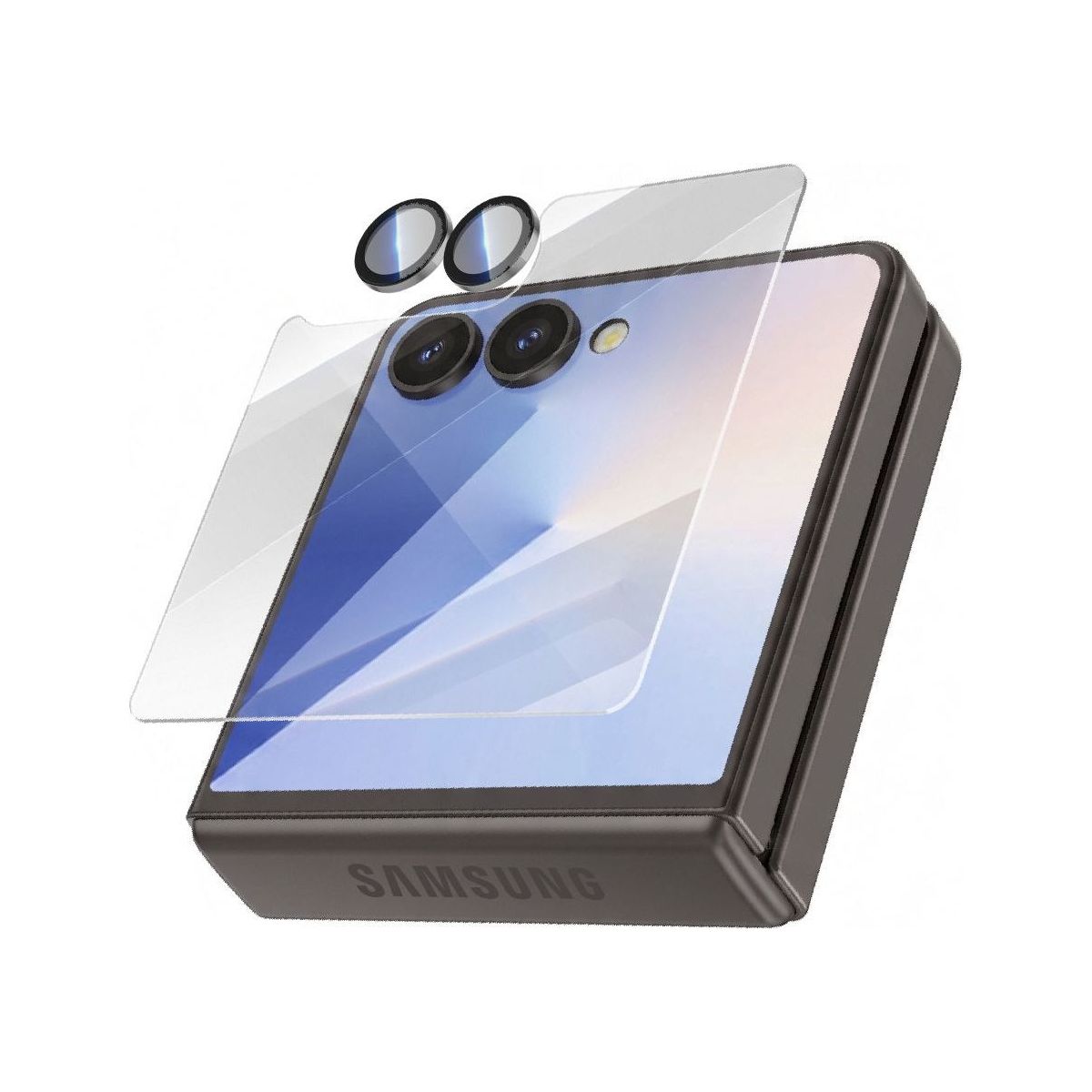 Protège écran Samsung galaxy Z Flip 7 verre + lentille couleur unique, FORCE GLASS