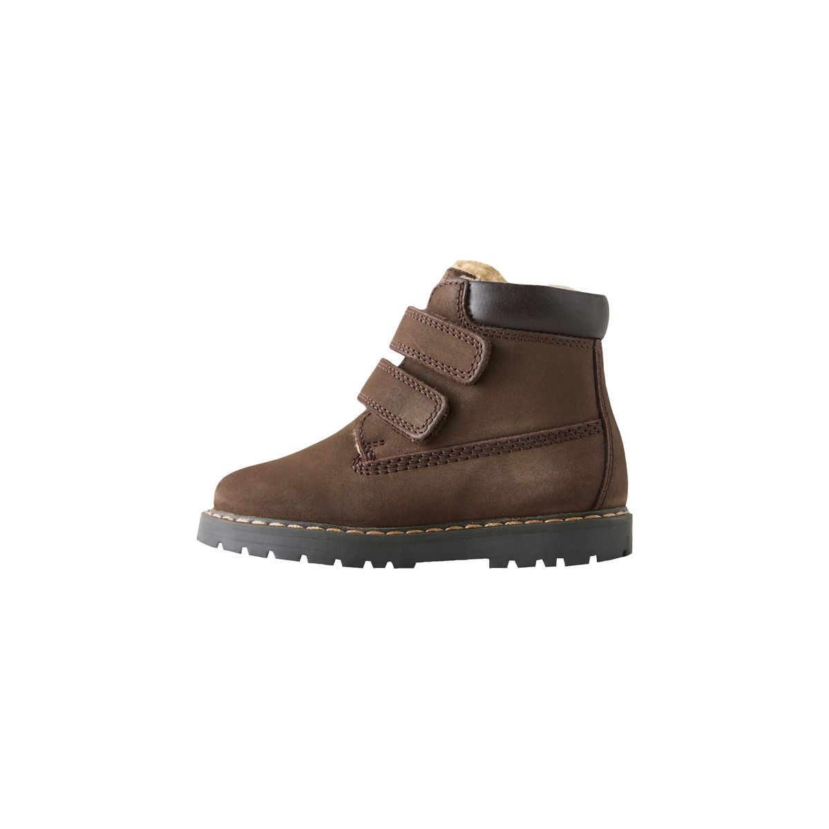 Boots en cuir à scratch et doublure chaude marron chocolat, NEXT