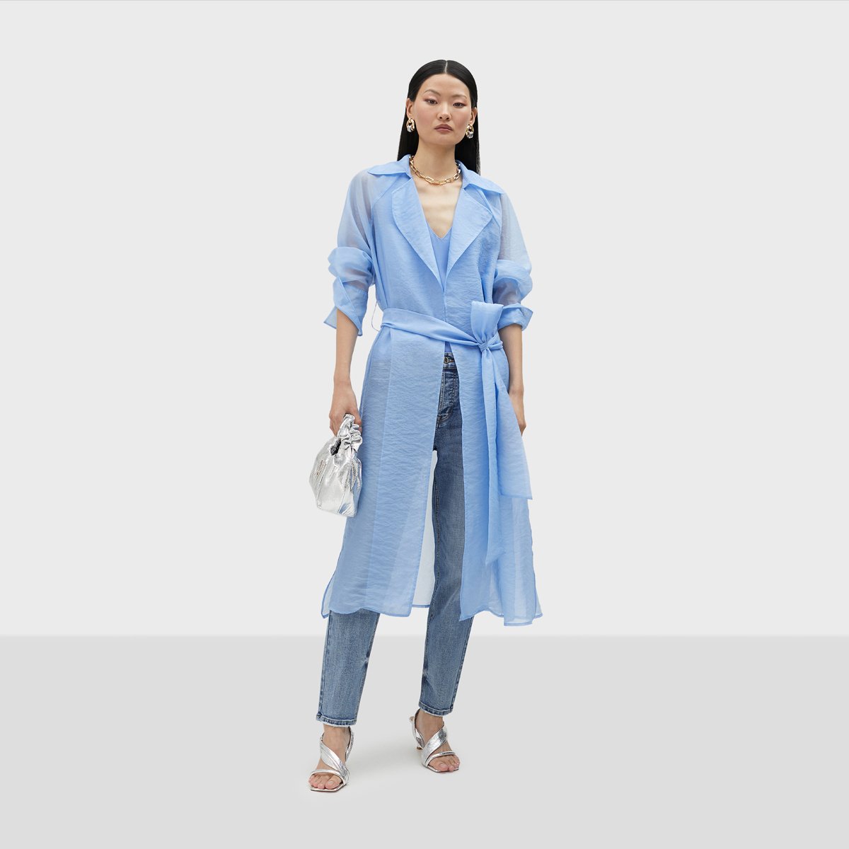 Trench-coat léger transparent ciel, LOLA CASADEMUNT