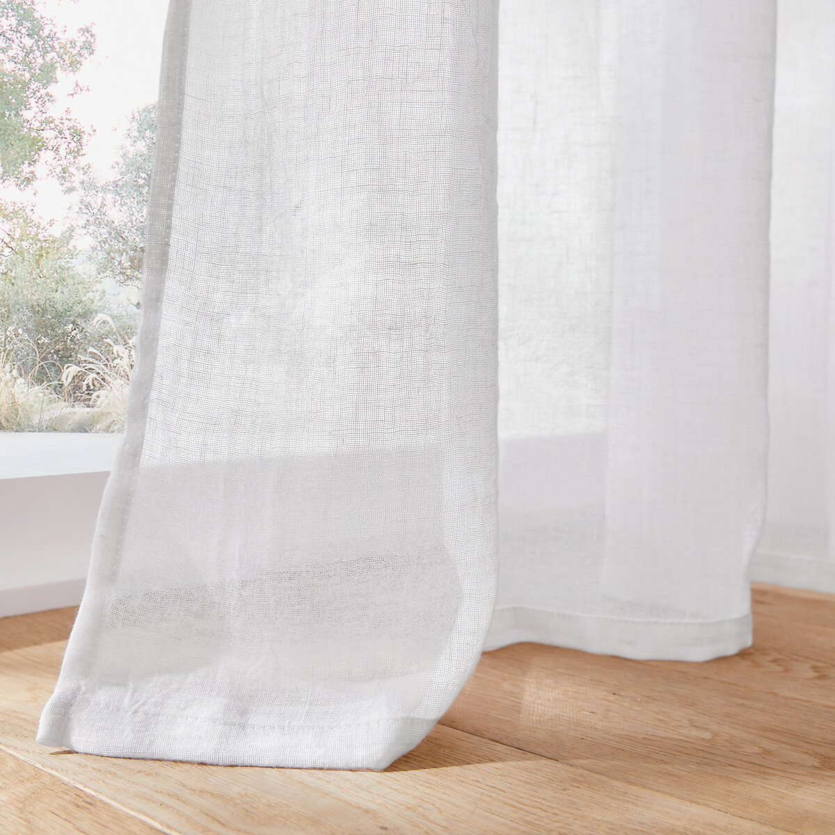 Voilage polyester et lin oeillet Aron blanc, LA REDOUTE INTERIEURS