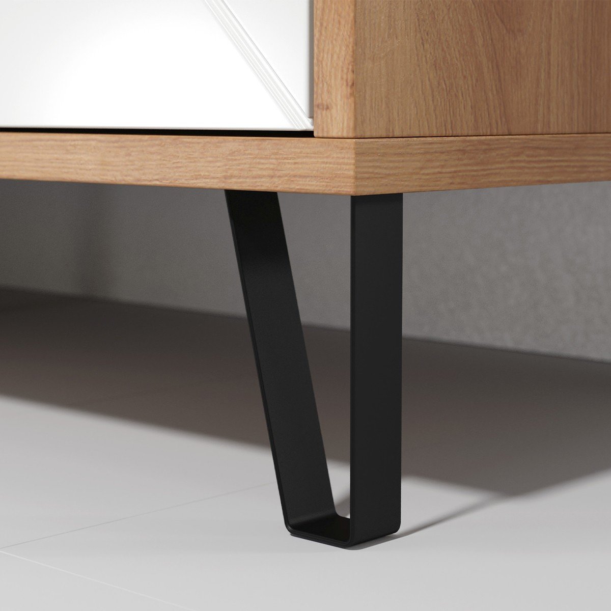 Meuble TV 2 portes et 2 niches blanc mat L183 cm - Touch blanc, CALICOSY