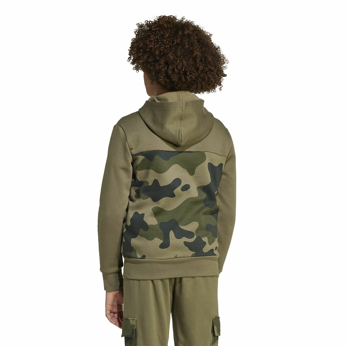 Sweat fermé en molleton gratté kaki, ADIDAS SPORTSWEAR