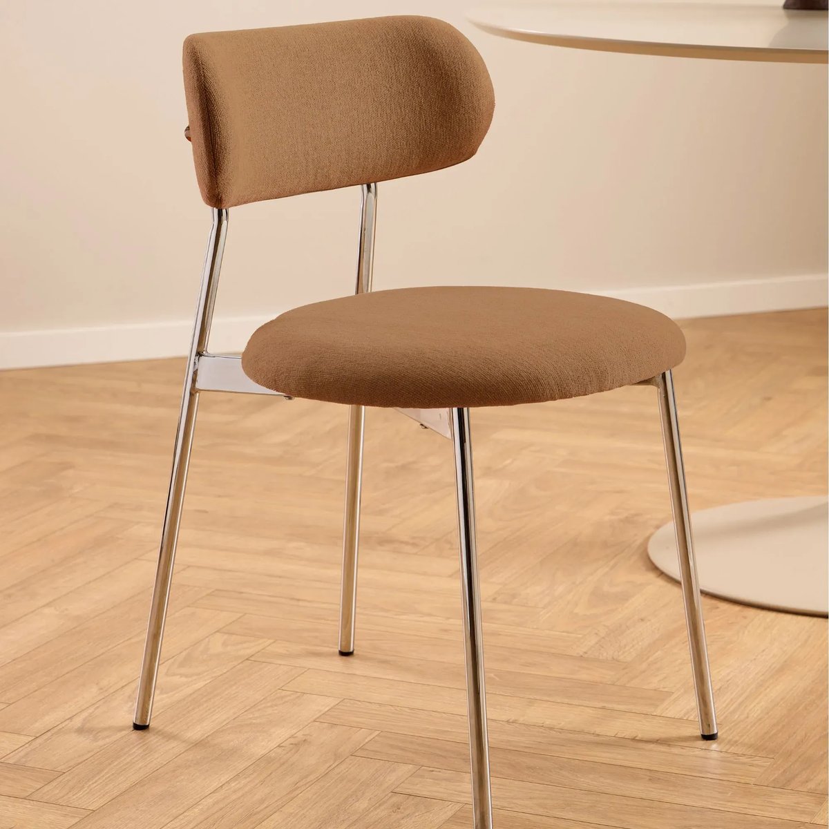 Chaises de salle à manger chrome et tissu (lot de 2) - LISON orange terracotta, HELLIN, DEPUIS 1862