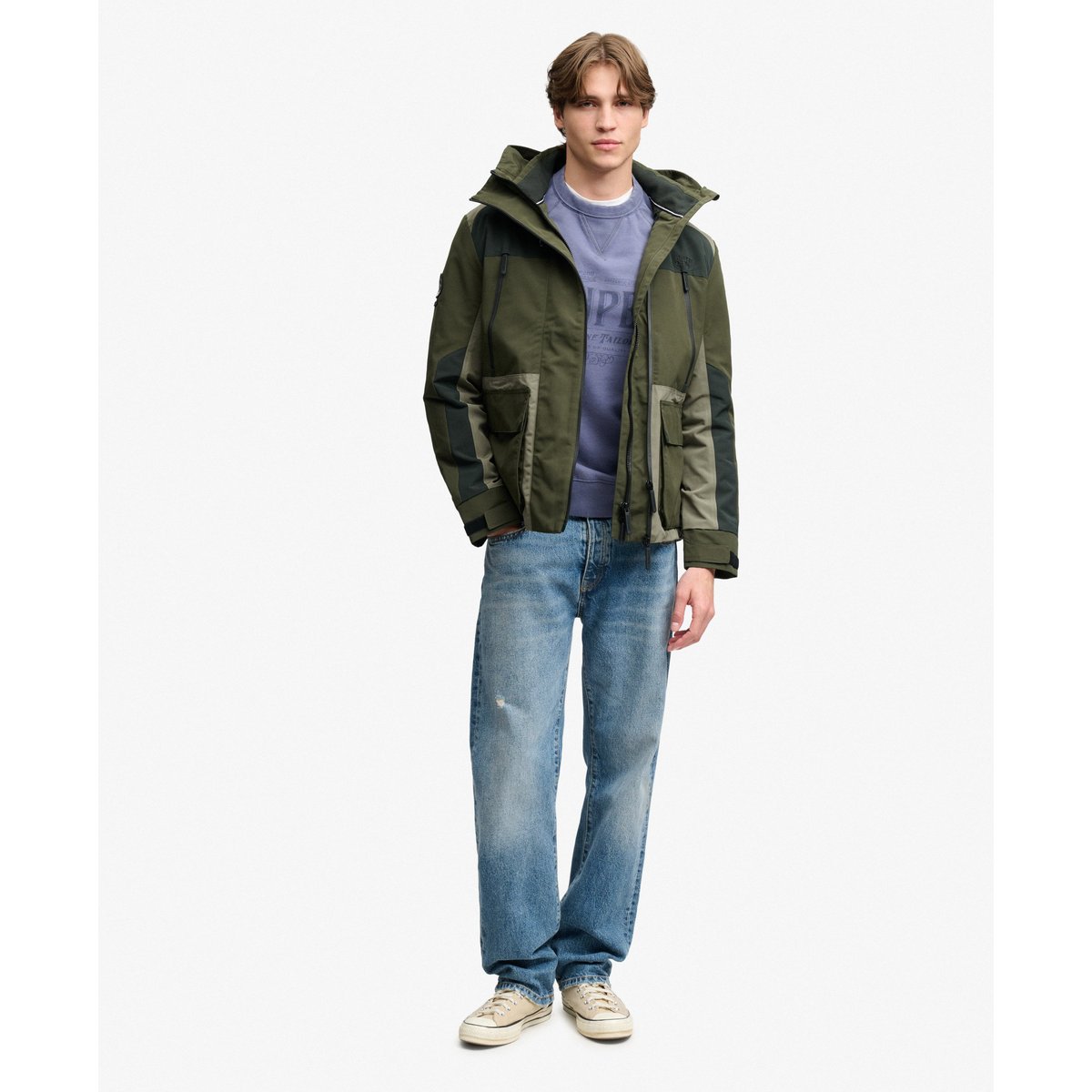 Coupe-vent Ultimate Colour Block kaki trek foncé, SUPERDRY