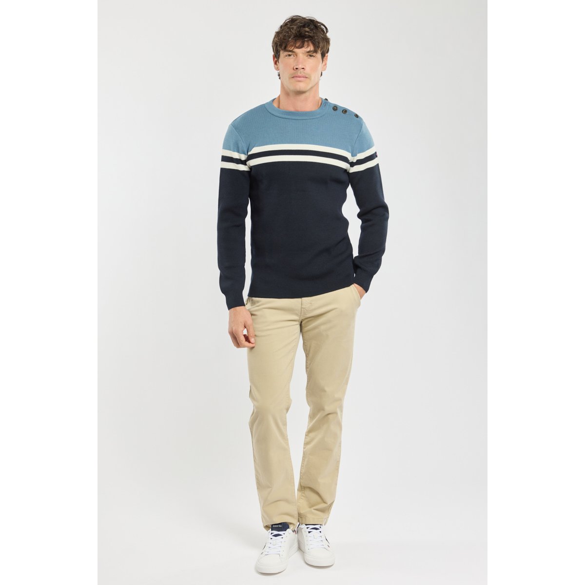 Pull rayé - laine marine deep/ bleufin/ natu, ARMOR-LUX