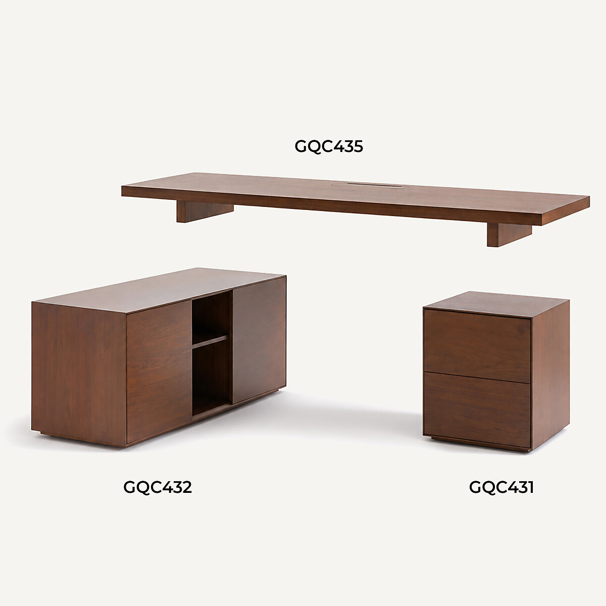 Caisson bureau 2 tiroirs en MDF plaqué noyer, MIKUBE noyer, AM.PM