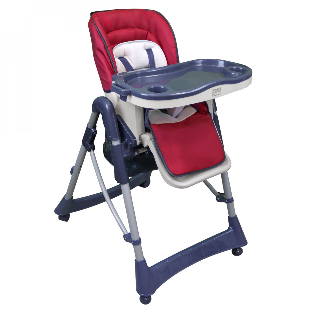 Chaise haute bébé pliable rouge, MONSIEUR BEBE