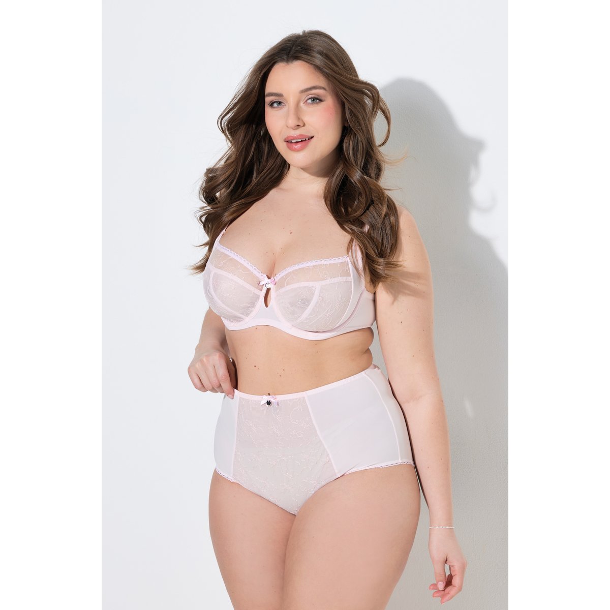 Culotte maxi, dentelle opaque, résille rose, ULLA POPKEN