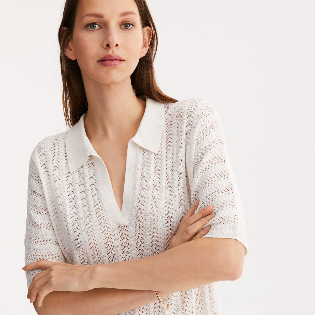 Maxi Shift Dress in Pointelle Knit ivory, ANNE WEYBURN