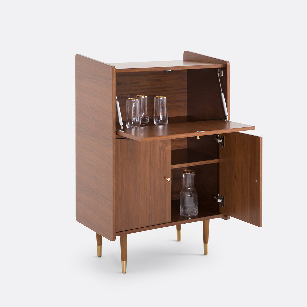 Móvel-bar vintage, em folha de nogueira, 3 portas, Ronda cor nogueira, LA REDOUTE INTERIEURS