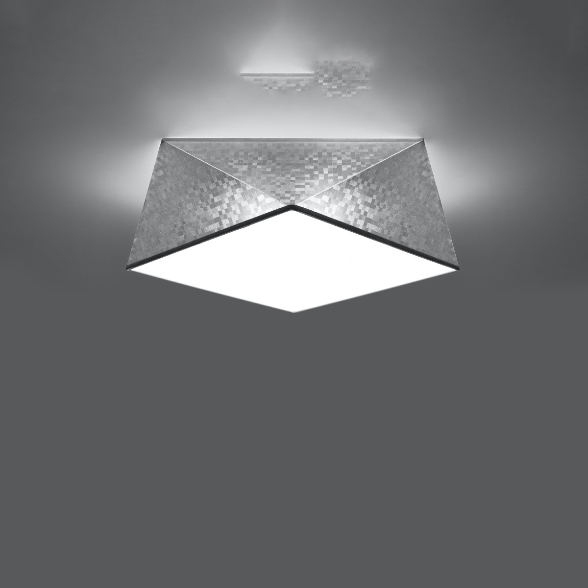 Plafonnier PVC Argent E27 2 Hexa gris, EDEN
